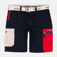 Red Pocket Shorts Navy