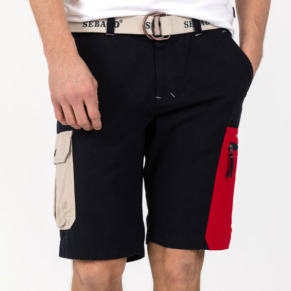 Red Pocket Shorts Navy