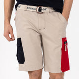 Red Pocket Shorts Beige