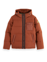 Hooded Puffa Jacket Burned Orange