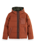 Hooded Puffa Jacket Burned Orange