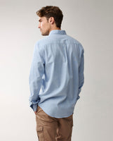 Peter Lt Flannel Shirt Light Blue Melange