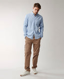 Peter Lt Flannel Shirt Light Blue Melange