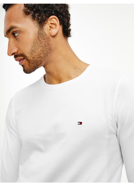 Stretch slim fit long sleeve tee white